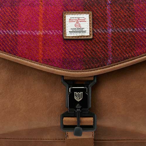 Harris Tweed Laptoptasche, Fuchsia Tartan