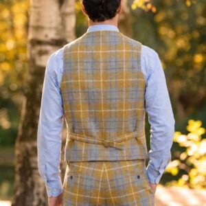 Harris Tweed Weste ''Wales'' In Amber Check