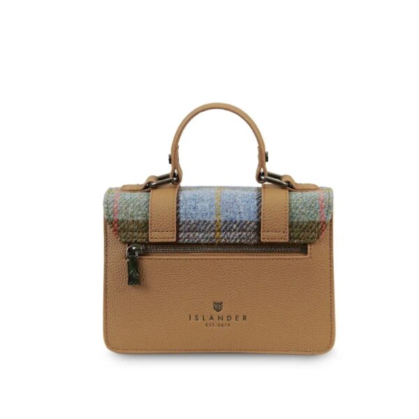 Harris Tweed Clutch, The Leather Mini Satchel, Islander, Chestnut Blue Tartan