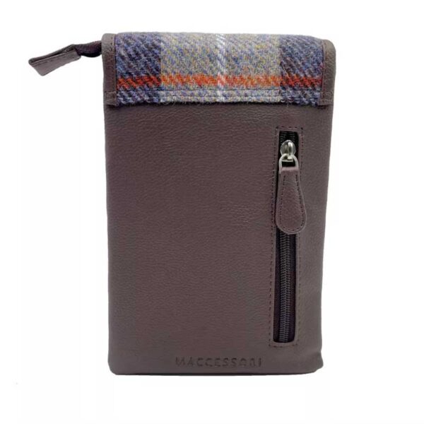 Harris Tweed Mini-Umhängetasche in Blau/Braun kariert