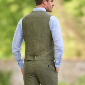 Herren Leinenweste ''Wales'' In Oliv