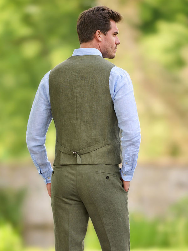 Herren Leinenweste ''Wales'' In Oliv
