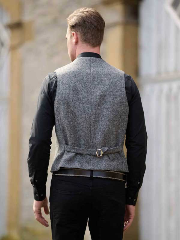 Harris Tweed Weste ''Wales'' In Anthra Melange