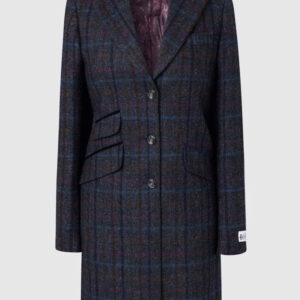 Tori 3/4 Damen Mantel Marineblau Multi Check