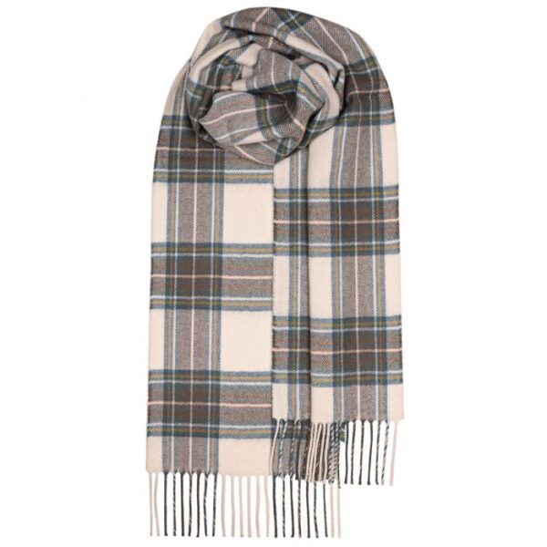 Bowhill Stewart Blauer Lammwollschal mit Schottenmuster