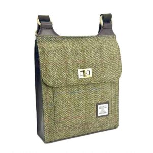 Harris Tweed Satchel Bag in Country Green