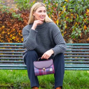 Mini-Tagestasche aus Harris Tweed in Pastellrosa