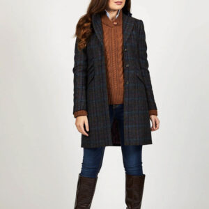 Tori 3/4 Damen Mantel Marineblau Multi Check