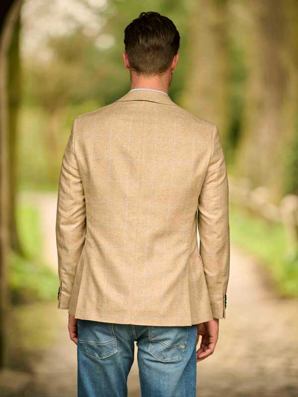 Wellington Seiden Sommer Sakko Beige Check