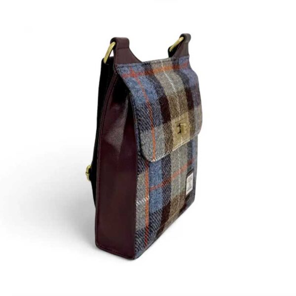 Harris Tweed Satchel Bag in Blau/Braun Karo