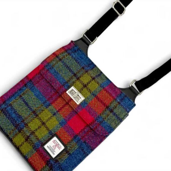 Harris Tweed Satchel Bag in Blau/Rosa Karo