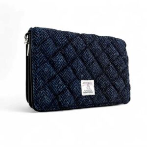 Harris Tweed Stepp-Schultertasche in Blau