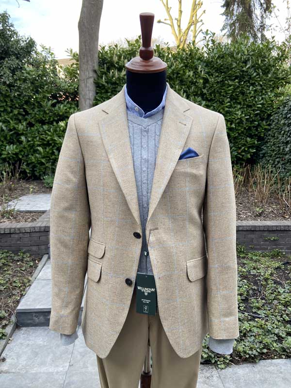 Wellington Seiden Sommer Sakko Beige Check