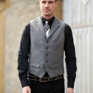 Harris Tweed Weste ''Wales'' In Anthra Melange