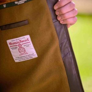 Gefütterte Harris Tweed Weste “Levi” Mit Leder Applikationen