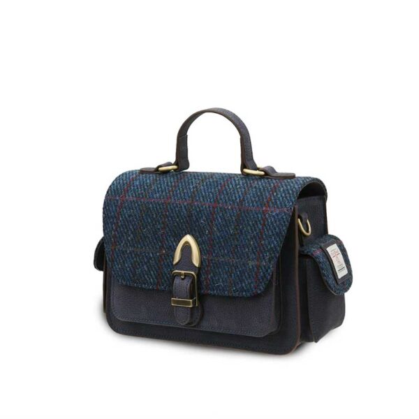 Harris Tweed Crossbody, The Melrose, Marineblaues Überkaro