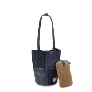 Harris Tweed Clutch, Modell Orlagh, Modell Islander, Modell Navy Over-Check