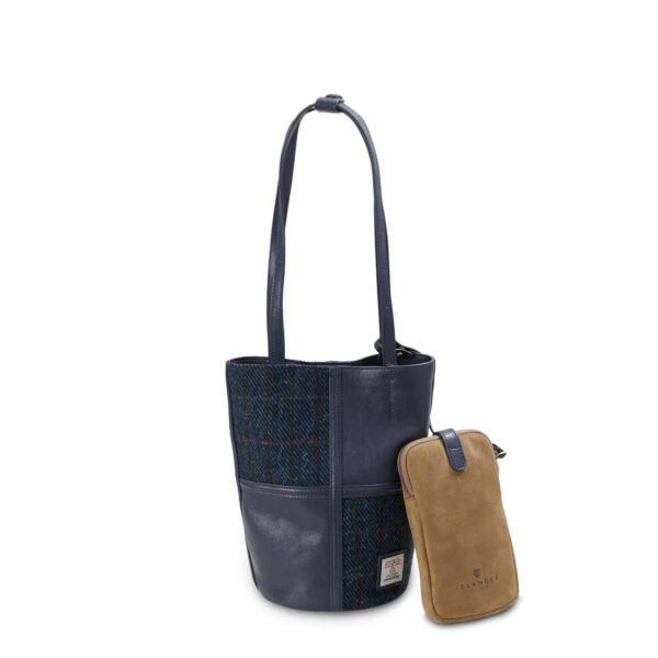 Harris Tweed Clutch, Modell Orlagh, Modell Islander, Modell Navy Over-Check