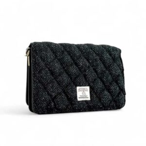 Harris Tweed Stepp-Schultertasche in Anthrazit