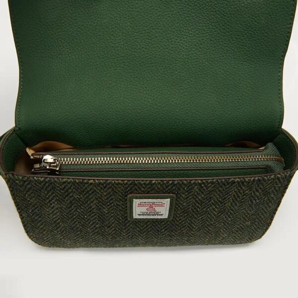 Harris Tweed Clutch, The Caithness, Islander, Dunkelgrünes Fischgrätmuster