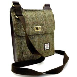 Harris Tweed Satchel Bag in Country Green