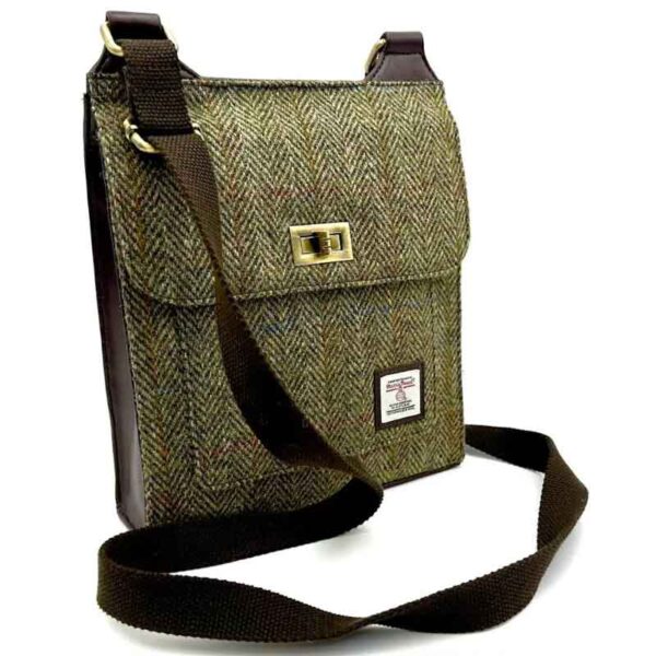 Harris Tweed Satchel Bag in Country Green