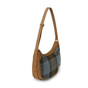 Harris Tweed Schultertasche, Modell Ellon, Islander, Kastanienblaues Tartanmuster