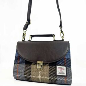 Harris Tweed Mini-Tagestasche In Blau/Braun Kariert