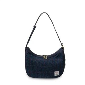 Harris Tweed Schultertasche, Modell Ellon, Islander, Navy Over-Check