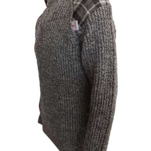Pullover mit Reißverschluss und Harris-Tweed-Applikationen, Natur