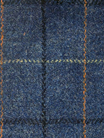 Harris Tweed Weste ''Wales'' In Blue Overcheck