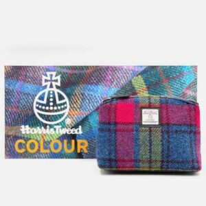 Harris Tweed Kosmetiktasche in Blau/Rosa Karo