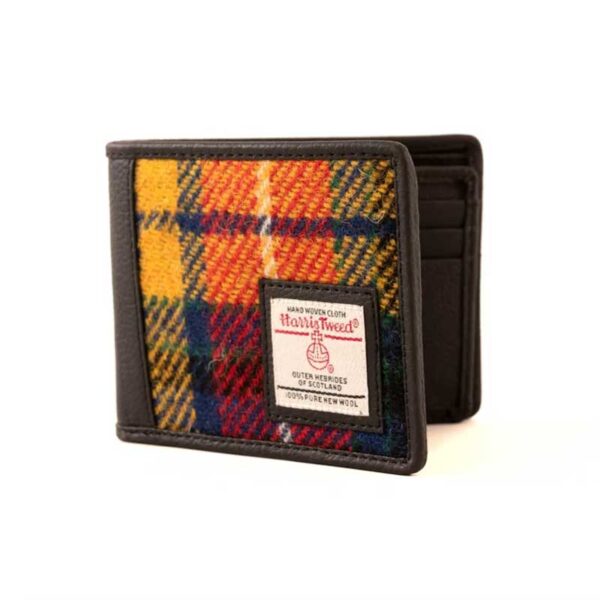 Harris Tweed Bifold-Geldbörse in Safran