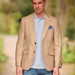 Wellington Seiden Sommer Sakko Beige Check