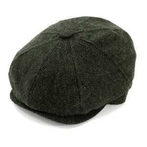 Plain Eight Panel Herringbone Cap Grey