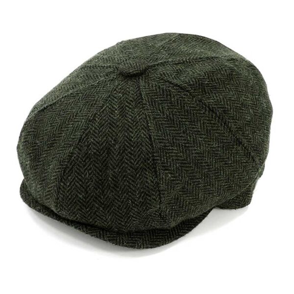 Plain Eight Panel Herringbone Cap Grey