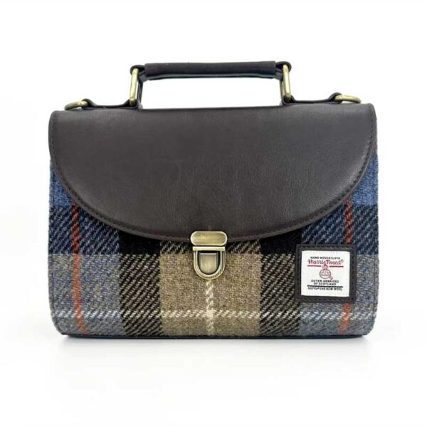 Harris Tweed Mini-Tagestasche In Blau/Braun Kariert