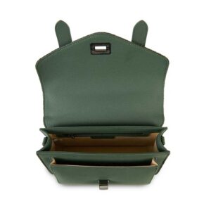 Harris Tweed Clutch, The Leather Medium Satchel, Islander, Dark Green Fischgrätmuster