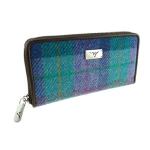 Harris Tweed 'Staffa' Geldbörse Grün-Lila Tartan