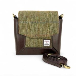 Harris Tweed Highland Messenger Bag In Country Green