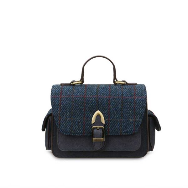 Harris Tweed Crossbody, The Melrose, Marineblaues Überkaro