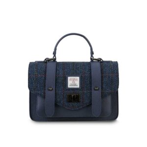 Harris Tweed Clutch, The Leather Medium Satchel, Islander, Marine Check