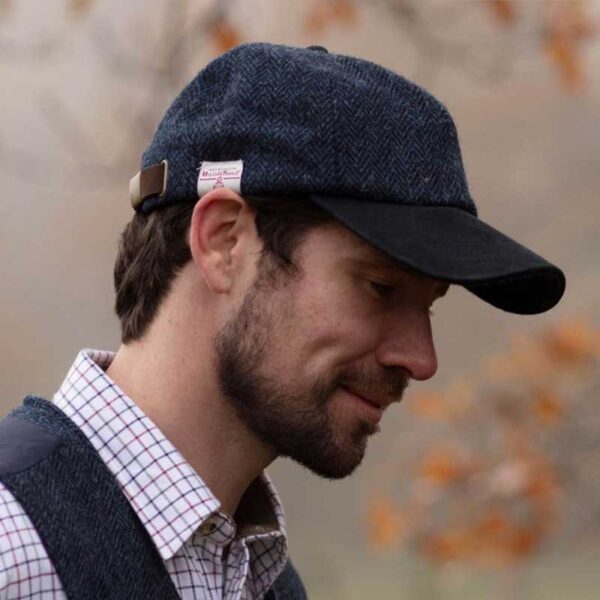 Harris Tweed Brungton Baseballkappe Mitternachtsblau