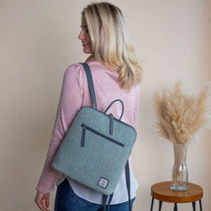 Harris Tweed Rucksack in Türkis-Fischgrätmuster