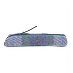 Harris Tweed Highland Range Slim Federmäppchen, blau-grün kariert