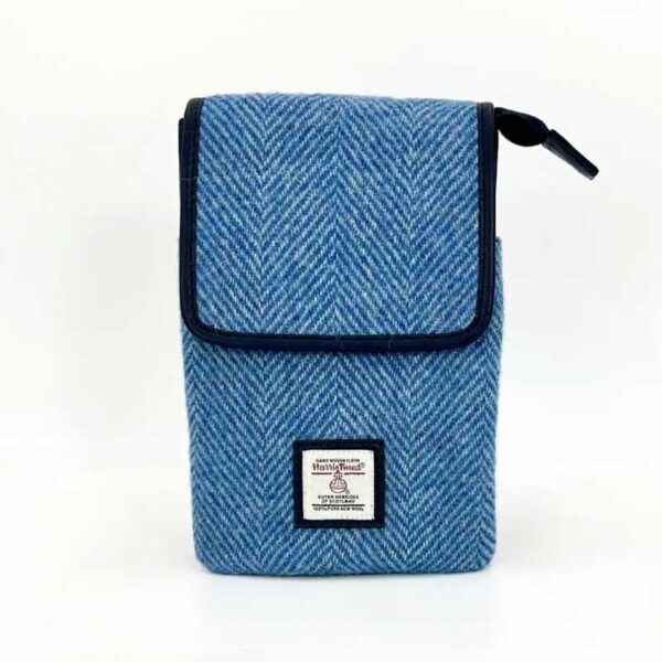 Harris Tweed Mini-Umhängetasche in Himmelblau