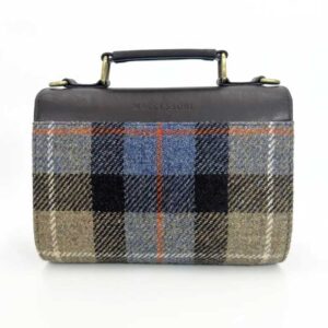 Harris Tweed Mini-Tagestasche In Blau/Braun Kariert