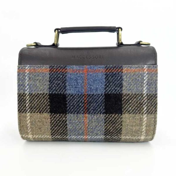 Harris Tweed Mini-Tagestasche In Blau/Braun Kariert