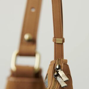 Harris Tweed Schultertasche, Modell Ellon, Islander, Kastanienblaues Tartanmuster