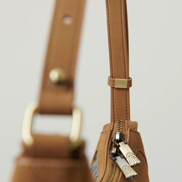 Harris Tweed Schultertasche, Modell Ellon, Islander, Kastanienblaues Tartanmuster